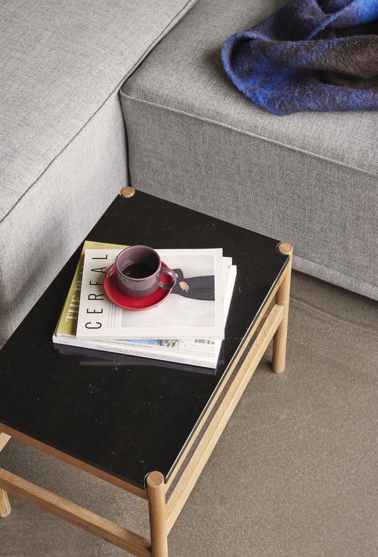 Hübsch Raw Sidobord Svart/Natur 60x40xh42cm