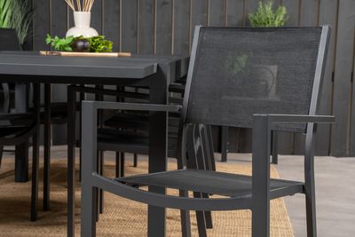 Venture Home Copacabana & Marbella Matstolar Svart + Rektangulärt Matbord 160 x 100 Svart