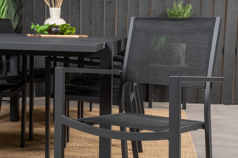 Venture Home Copacabana & Marbella Matstolar Svart + Rektangulärt Matbord 160 x 100 Svart