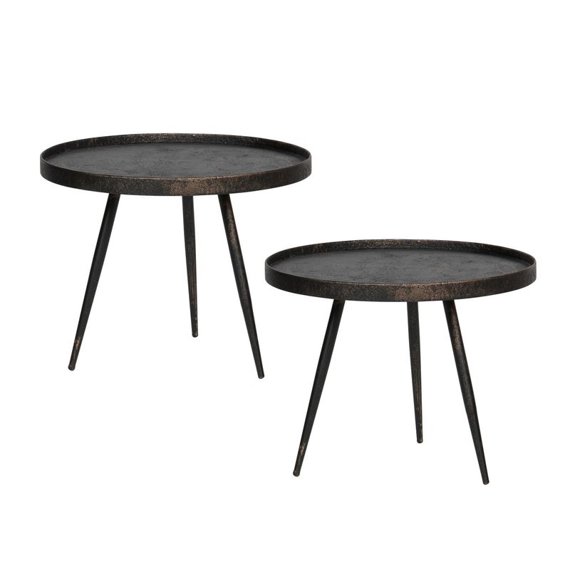 WOOOD Bounds Sidobord L Trä/Metall Antik Guld 44x58 cm 2 st