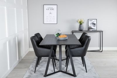 Venture Home Marina & Comfort Rektangulärt Matbord 180 x 90 Svart + 4 st Matstolar Svart