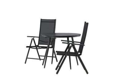 Venture Home Break Runt Matbord ⌀90 Svart + 2 st Positionsstolar Svart