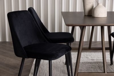 Venture Home Kaseidon & Night Rektangulärt Matbord 120 x 80 Mörkbrun + 4 st Matstolar Svart