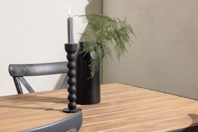 Venture Home Break & Tablas Rektangulärt Matbord 150 x 90 Svart + 4 st Matstolar Mörkgrå