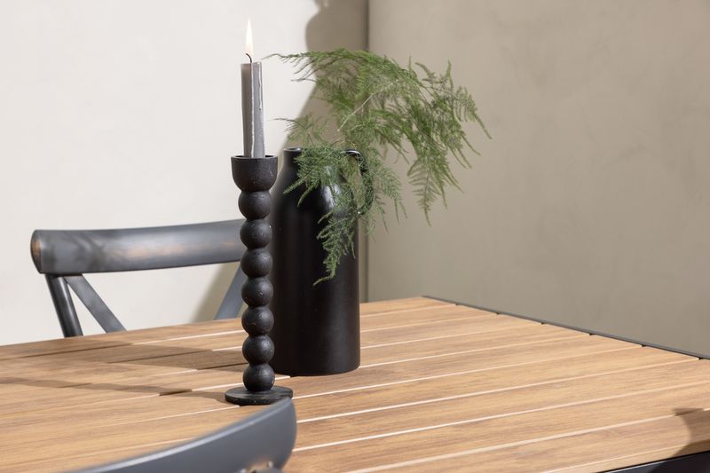 Venture Home Break & Tablas Rektangulärt Matbord 150 x 90 Svart + 4 st Matstolar Mörkgrå