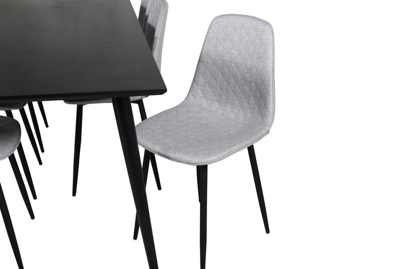 Venture Home Dipp & Polar Rektangulärt Matbord 180 x 90 Svart + 6 st Matstolar Grå