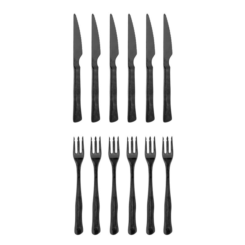 Bloomingville Ollin Steak Cutlery, Multipack, Svart, Stainless Steel