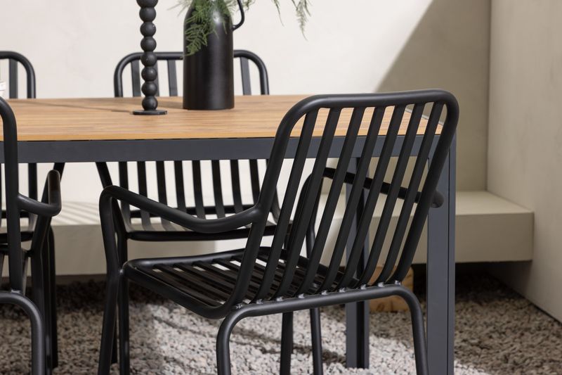 Venture Home Break & Peking Rektangulärt Matbord 150 x 90 Svart + 4 st Matstolar Svart