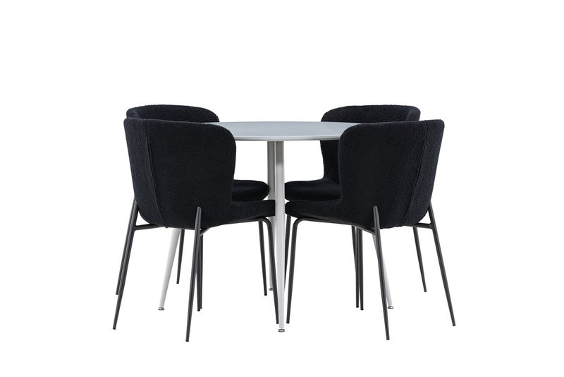 Venture Home Plaza & Modesto Runt Matbord ⌀100 Grå + 4 st Matstolar Svart
