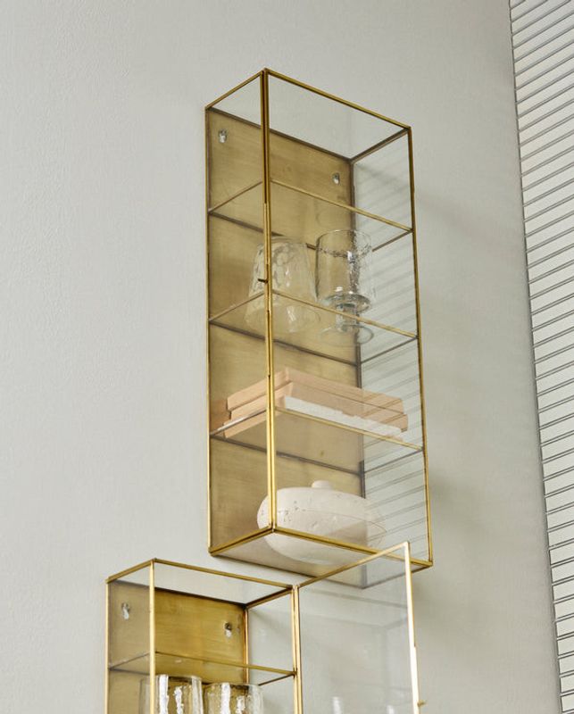 Nordal ADA Väggskåp, L, 3 Hyllor, Gyllene Yta