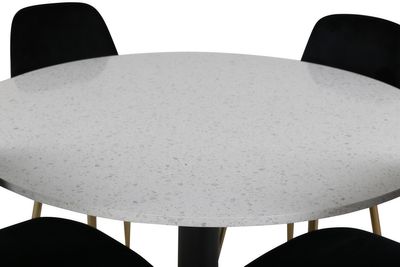 Venture Home Razzia & Polar Runt Matbord ⌀106 Vit + 4 st Matstolar Svart