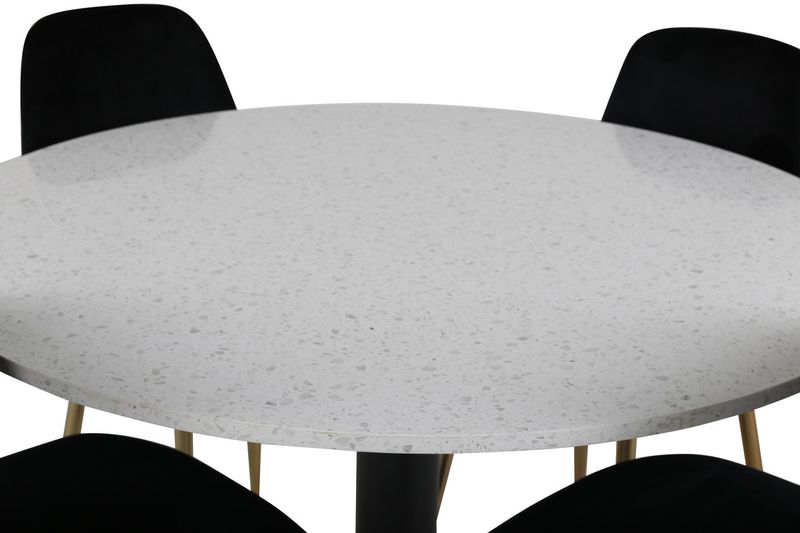 Venture Home Razzia & Polar Runt Matbord ⌀106 Vit + 4 st Matstolar Svart