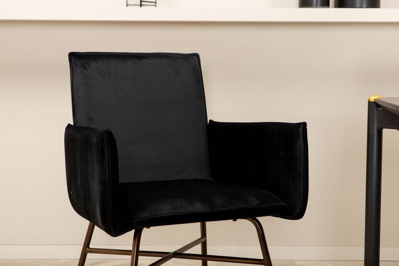 Venture Home Pelle & Petra Rektangulärt Matbord 190 x 90 Svart + 6 st Matstolar Svart