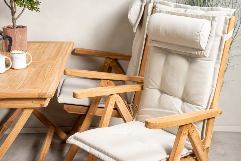 Venture Home Kenya 4 st Positionsstolar Natur + Rektangulärt Matbord 120 x 70 Natur