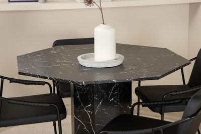 Venture Home Tvist & Marbs 4 st Matstolar Svart + Runt Matbord ⌀110 Svart