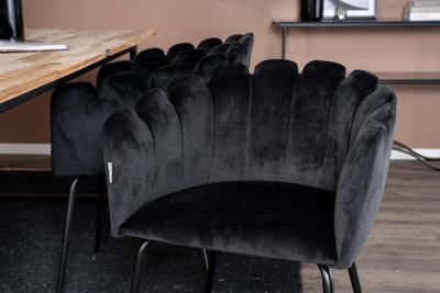 Venture Home Limhamn & Cirebon Matstolar Svart + Rektangulärt Matbord 200 x 90 Natur