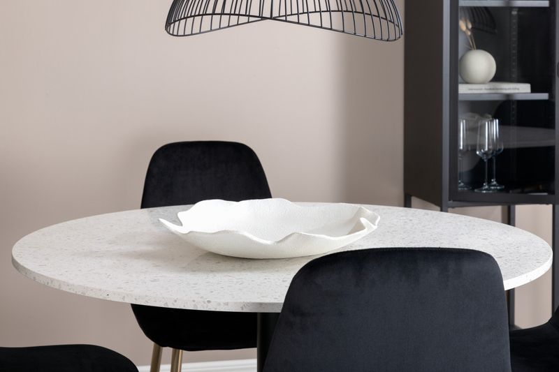 Venture Home Razzia & Polar Runt Matbord ⌀106 Vit + 4 st Matstolar Svart