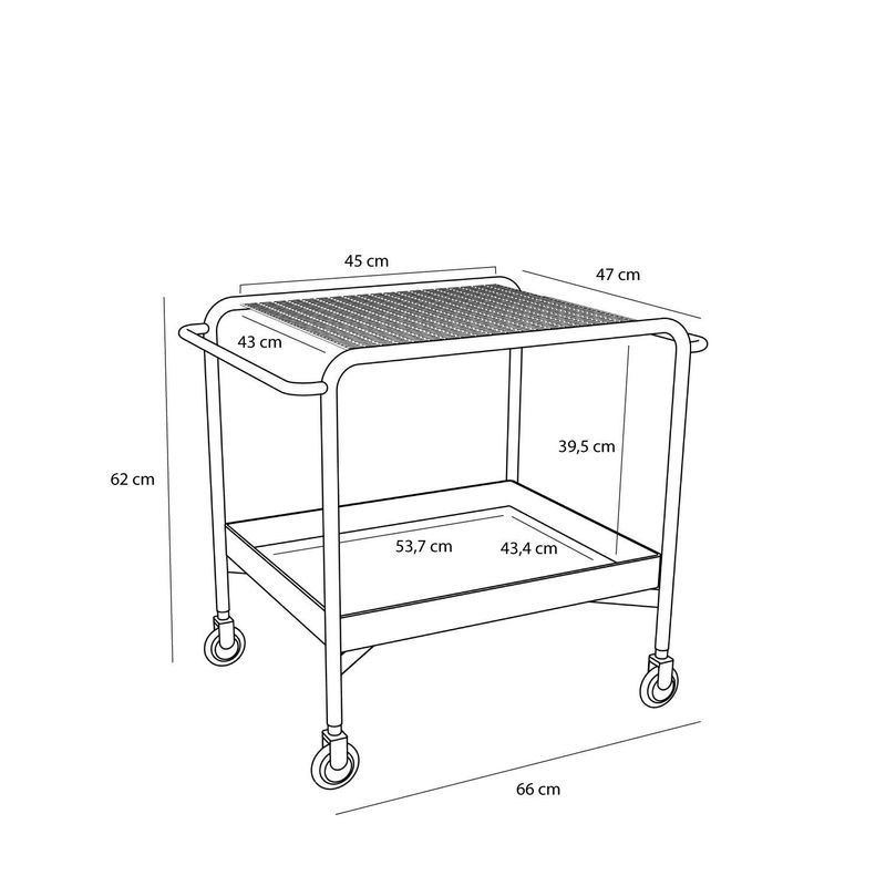 Hübsch Push serveringsvagn svart 66 x 47 x H61 cm