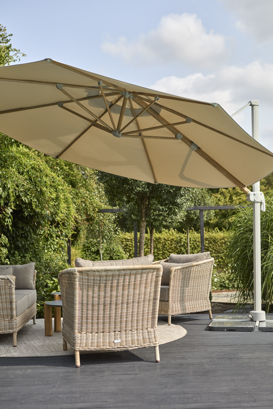 Brafab Luzzi Frihängande Parasoll Ø350 cm Ljusgrå/Khaki