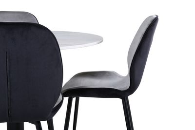 Venture Home Emma & Estelle 4 st Matstolar Grå + Runt Matbord ⌀106 Vit