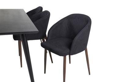 Venture Home Arch & Dipp 6 st Matstolar Svart + Rektangulärt Matbord 180 x 90 Svart