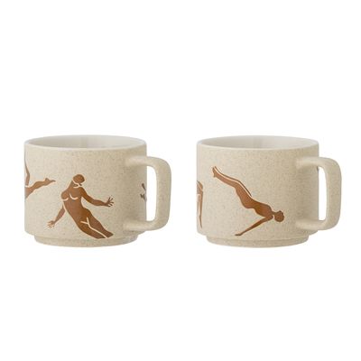 Bloomingville Harlow Mugg, Brun, Stengods - 6-pack