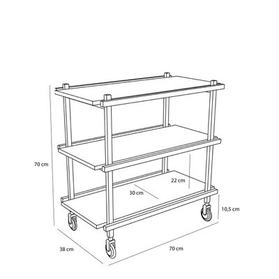 Hübsch Crayon serveringsvagn flerfärgad mörkblå 70 x 38 x H70 cm