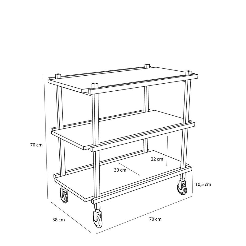 Hübsch Crayon serveringsvagn flerfärgad mörkblå 70 x 38 x H70 cm