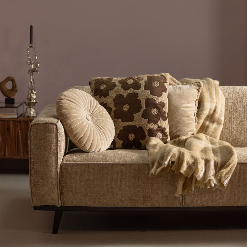 WOOOD STATEMENT 3-sits Soffa 230 cm Struktur Velvet Wheatfield
