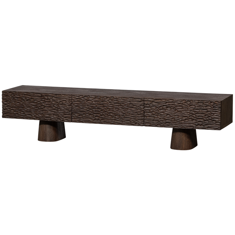 WOOOD Crumble Snidad TV-bänk i Mangoträ Mörkbrun Valnöt