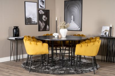 Venture Home Limhamn & Copenhagen Matstolar Gul + Runt Matbord ⌀140 Svart