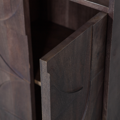 WOOOD DRAW 4-Dörrars Förvaringsskåp med Öppet Fack i Mango Valnöt