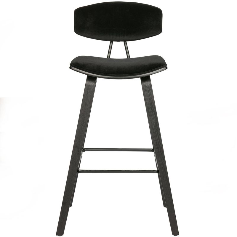 WOOOD SENN Barstol i Svart Sammet 2 st