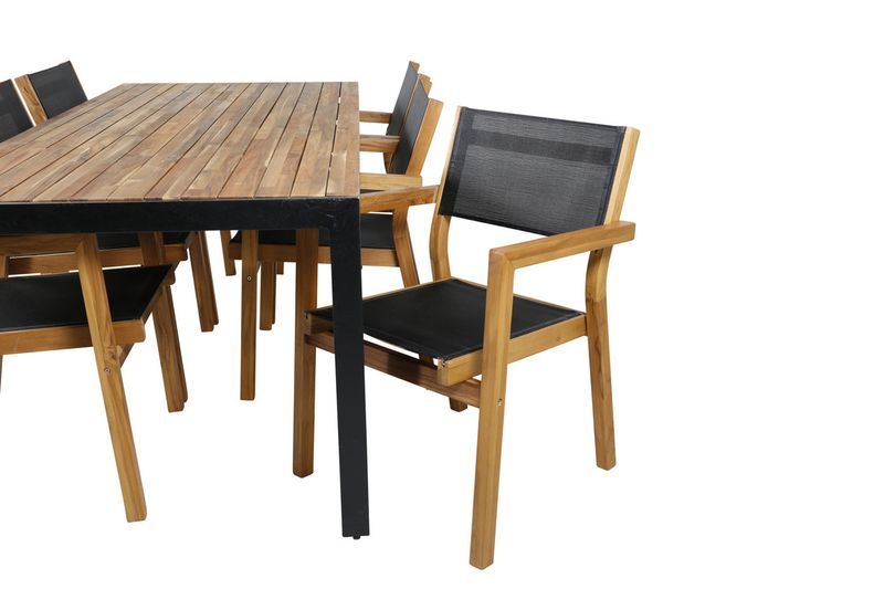 Venture Home Venice & Bois Matstolar 6-pack Natur + Rektangulärt Matbord 205 x 90 Natur