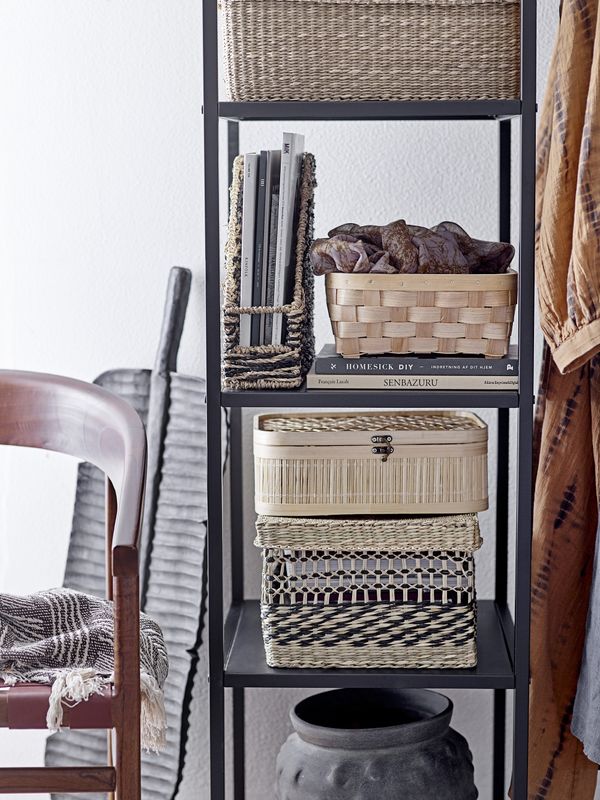 Bloomingville Sabel korg med lock, svart, sjögräs