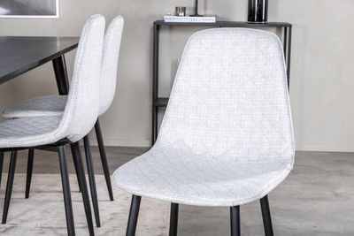 Venture Home Dipp & Polar Rektangulärt Matbord 180 x 90 Svart + 6 st Matstolar Grå