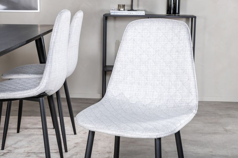 Venture Home Dipp & Polar Rektangulärt Matbord 180 x 90 Svart + 6 st Matstolar Grå