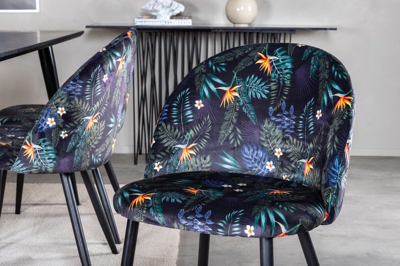 Venture Home Dipp & Velvet Rektangulärt Matbord 180 x 90 Svart + 6 st Matstolar Svart