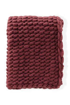 Venture Home Kate Pläd - Vinröd Räfflad Filt