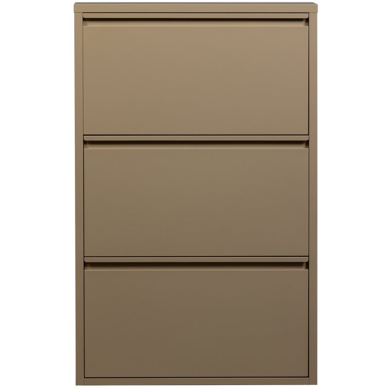 WOOOD Sabine 3-facks Skoskåp i Sandfärgat Metall