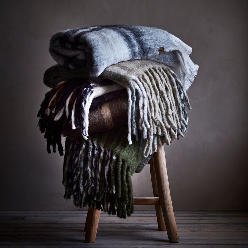 Affari of Sweden FRASSE Filt, Grön/svart/vit