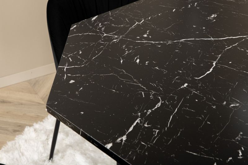 Venture Home Wrinkles & Marbs 4 st Matstolar Svart + Runt Matbord ⌀110 Svart