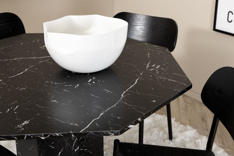 Venture Home Marbs & Polly Runt Matbord ⌀110 Svart + 4 st Matstolar Svart