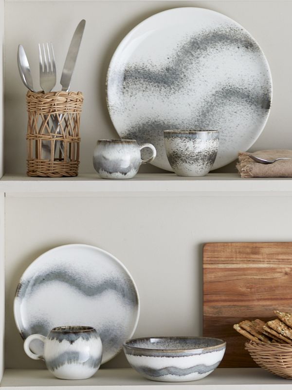 Bloomingville Paula Frukostset, Grå, Stengods