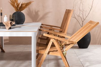 Venture Home Togo & Kenya Rektangulärt Matbord 200 x 100 Vit + 6 st Positionsstolar Natur