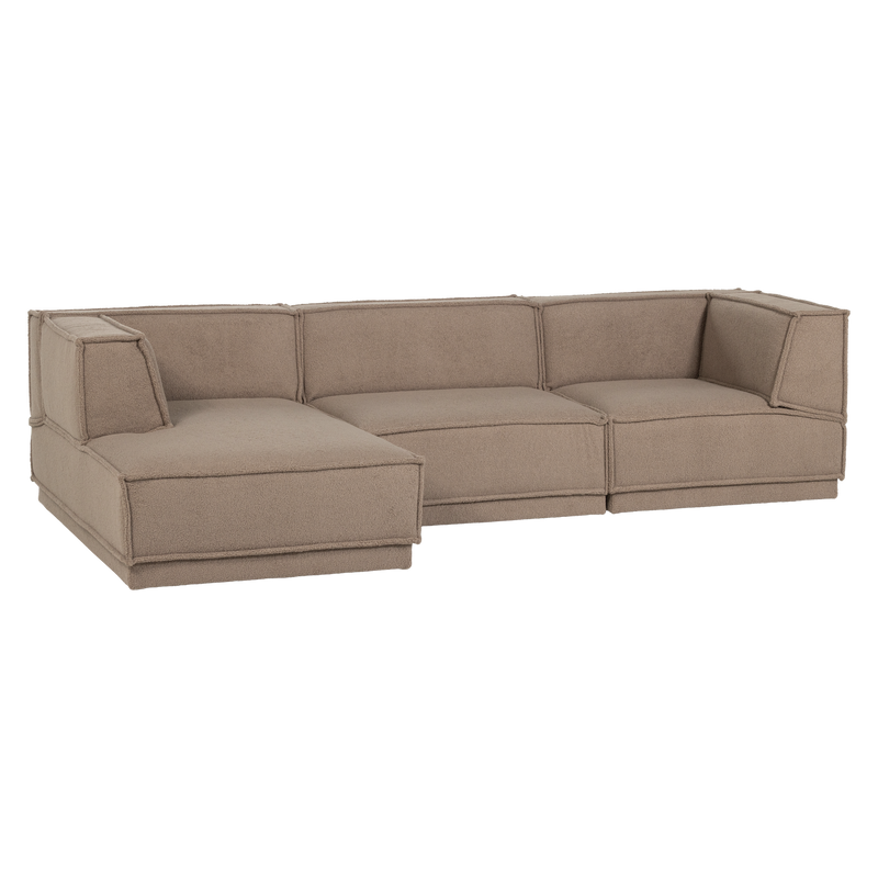 WOOOD MANU Chaise Longue Soffa Vänster i Teddy Mullvad