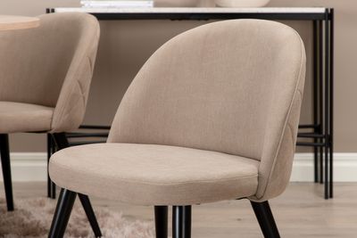 Venture Home Bianca & Velvet Runt Matbord ⌀110 Vitputsad + 4 st Matstolar Beige