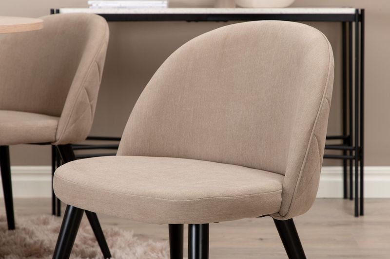 Venture Home Bianca & Velvet Runt Matbord ⌀110 Vitputsad + 4 st Matstolar Beige