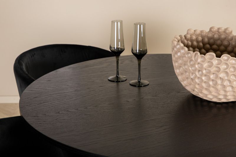 Venture Home Berit & Bianca 4 st Matstolar Svart + Runt Matbord ⌀110 Svart