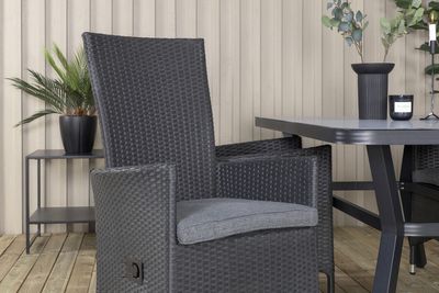 Venture Home Virya & Padova Rektangulärt Matbord 160 x 90 Svart + 4 st Reclinerstolar Svart